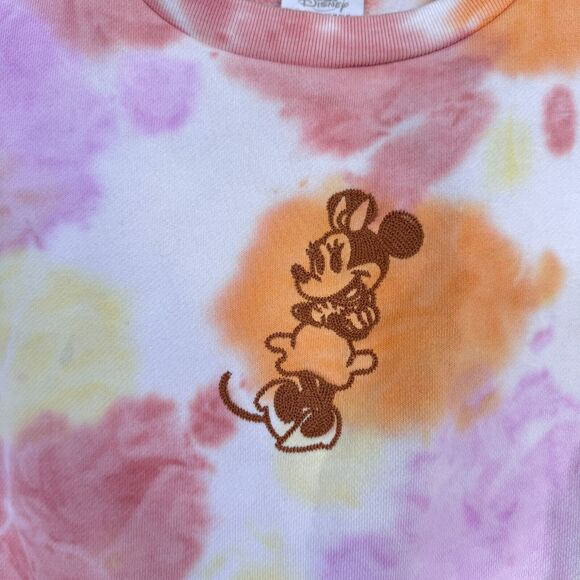 Minnie Mouse Top Womens Medium Tie Dye Knit Crop Pullover Disney Parks Merch M - Picture 4 of 11